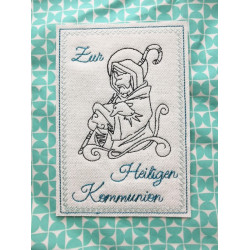 Stickdatei ITH - Postkarte Jesus Schaf Kommunion